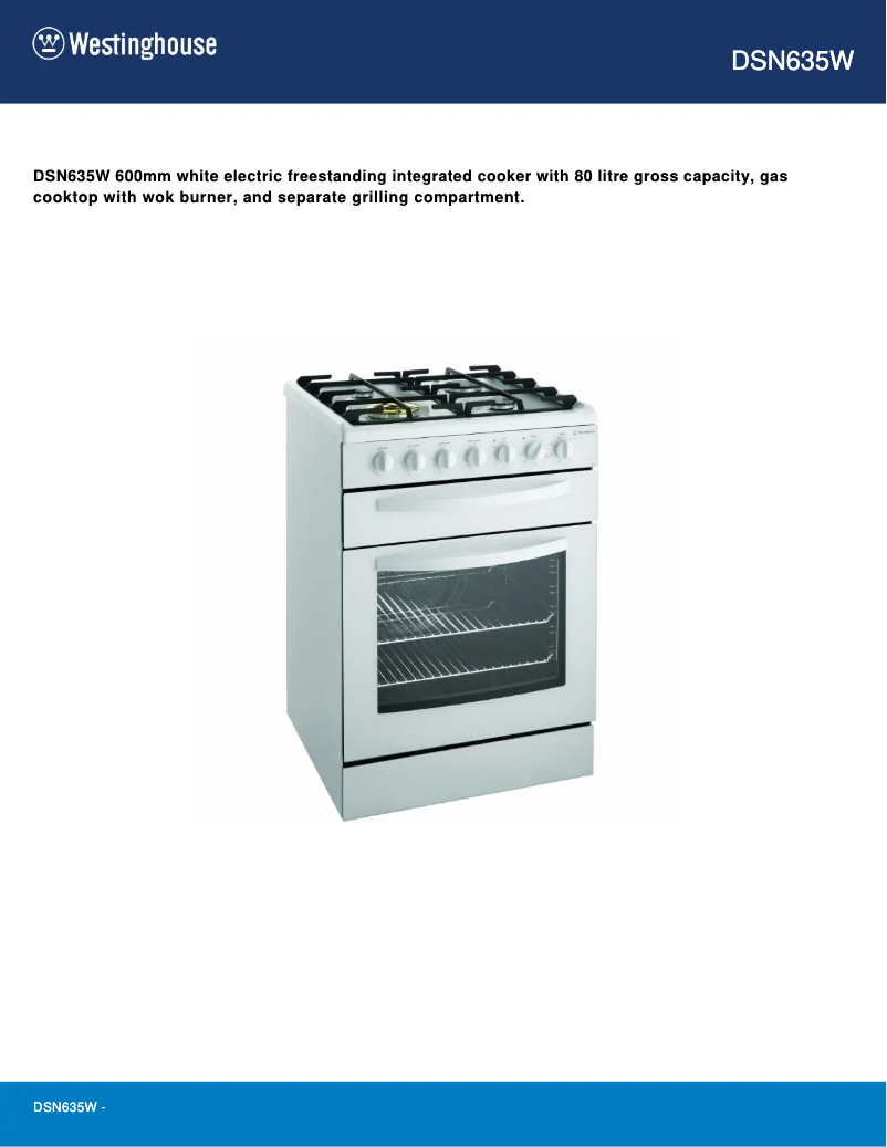 Page 1 de la notice Manuel utilisateur Westinghouse DSN635W