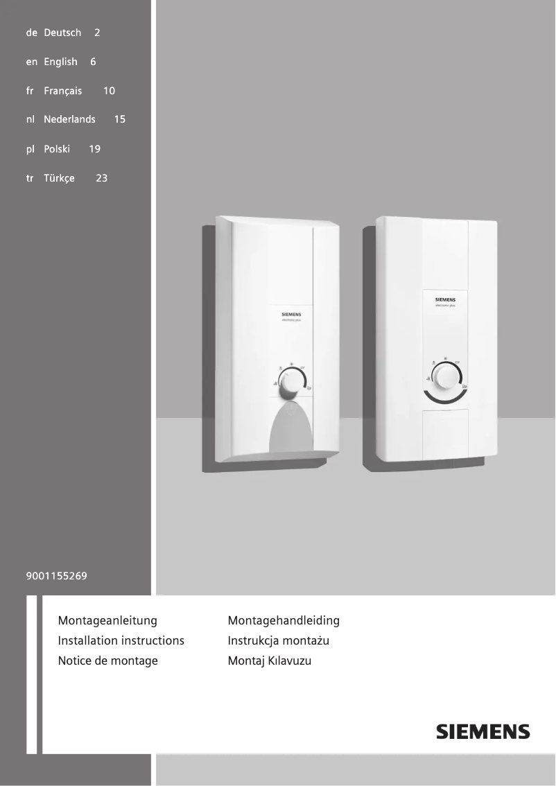 Page 1 de la notice Guide d'installation Siemens DE18307
