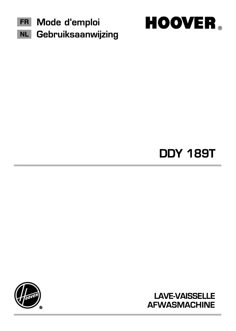 Page n°1 - Manuel utilisateur Hoover DDY 189T