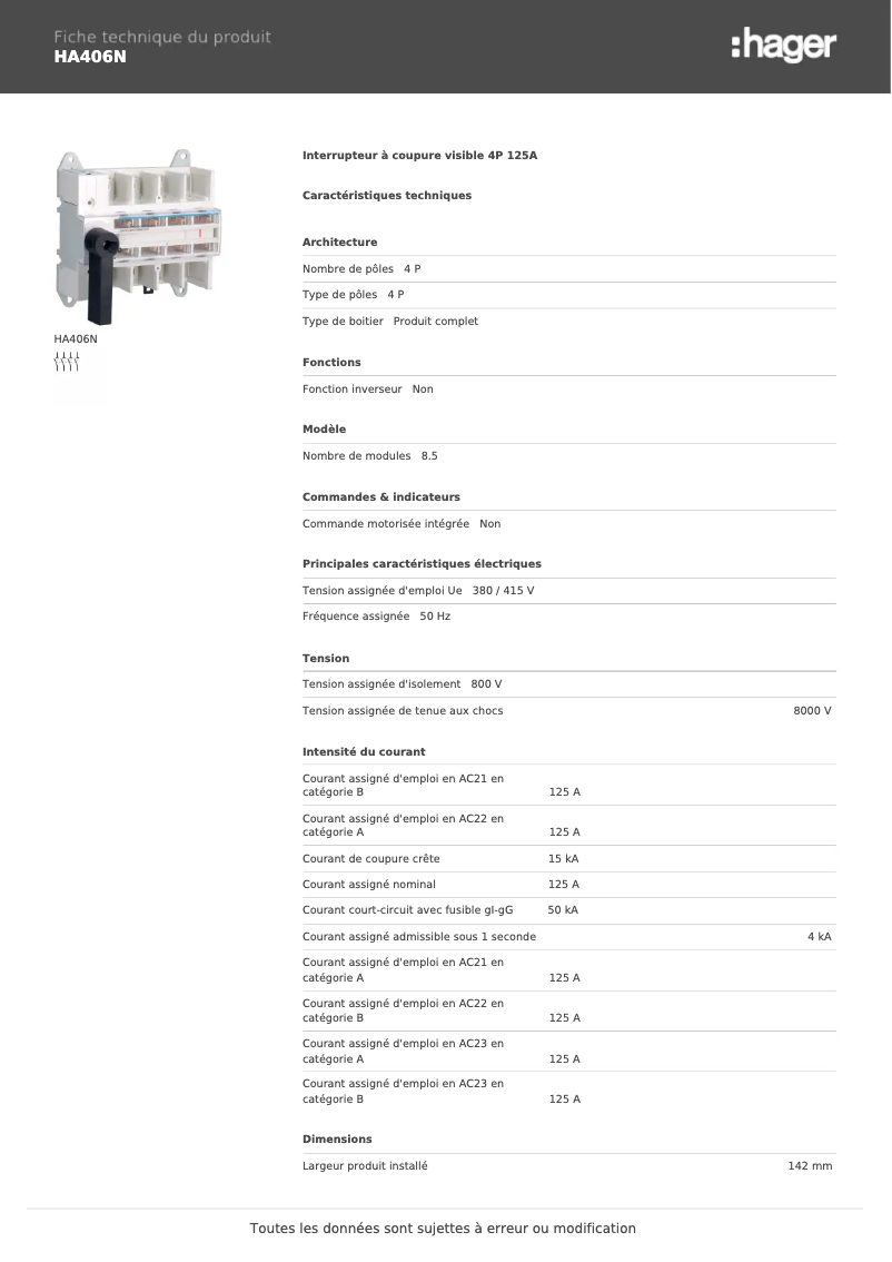 Image de la première page du manuel de l'appareil HA406N