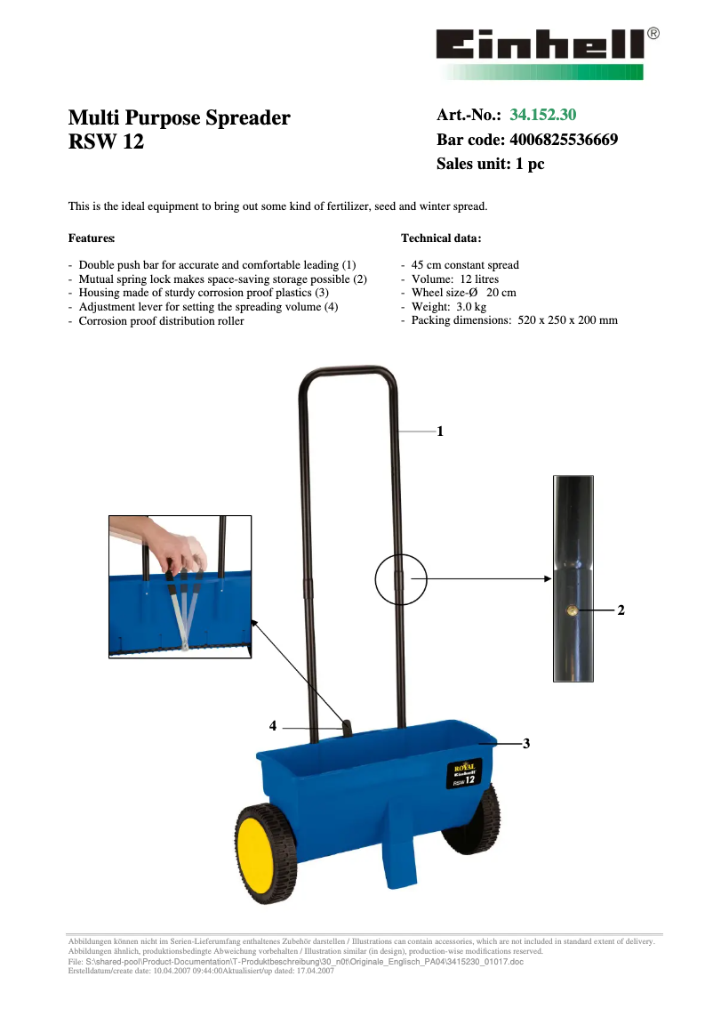 Page n°1 - Manuel utilisateur Einhell RSW 12
