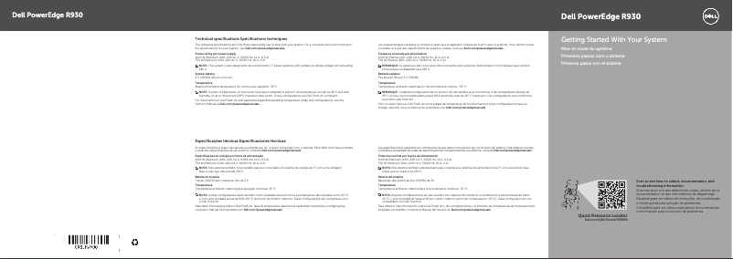 Page n°1 - Guide d'installation Dell PowerEdge R930