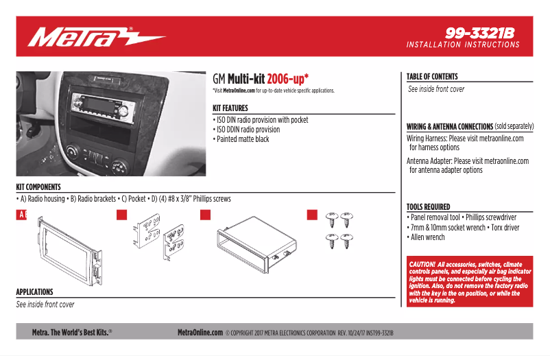 Page n°1 - Manuel utilisateur Metra 99-3321B