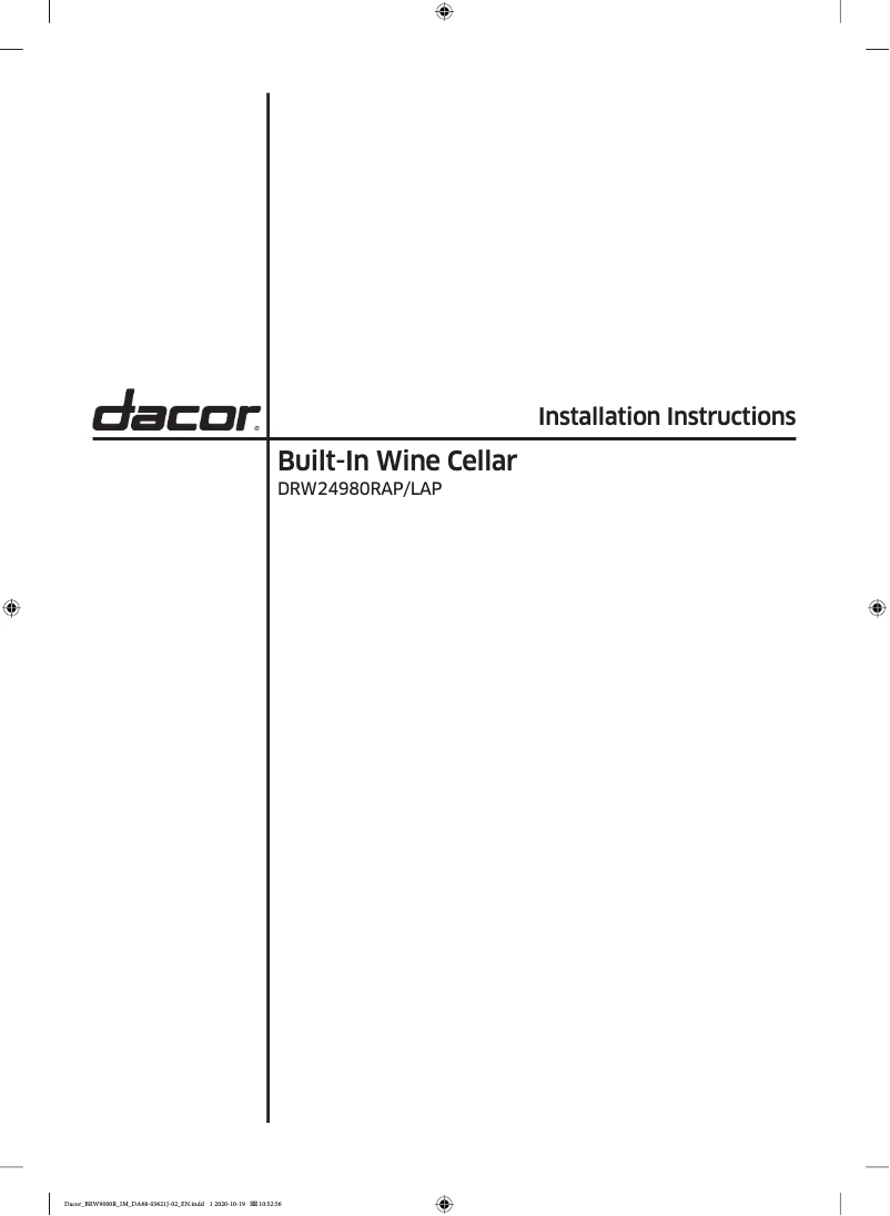 Page n°1 - Guide d'installation Dacor RAW24AMRHSR