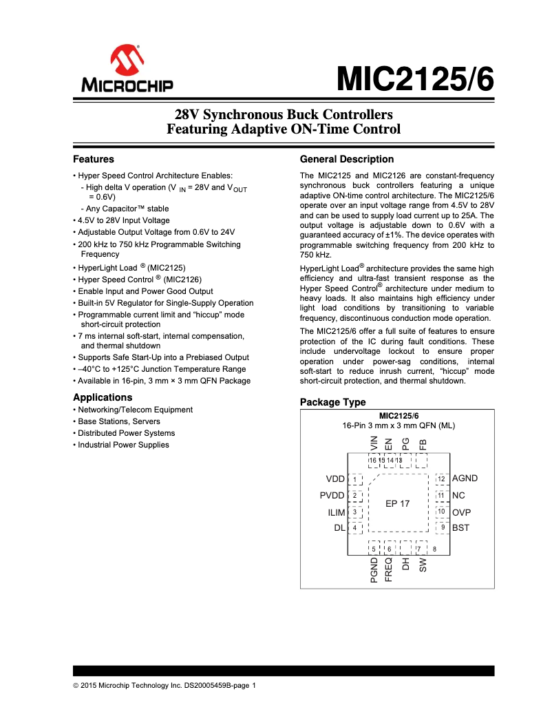 Página 1 del manual Manual de usuario Microchip MIC2126