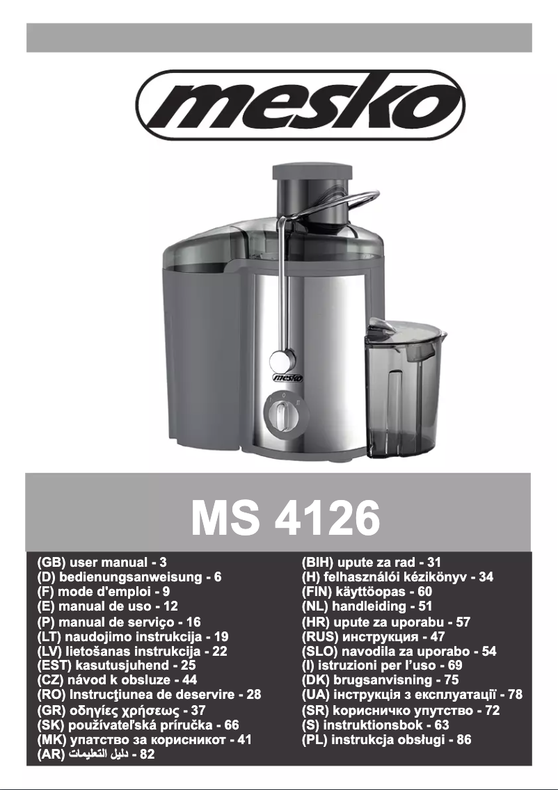 Page n°1 - Manuel utilisateur Mesko MS 4126