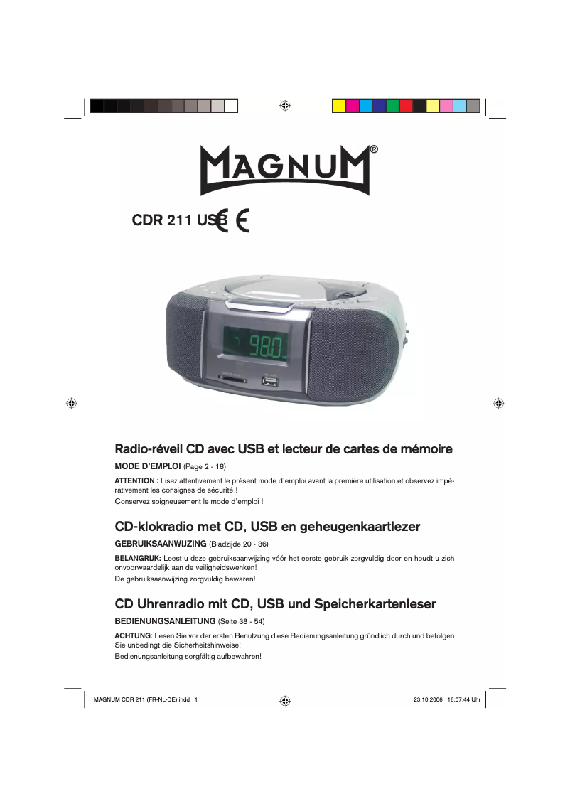 Page n°1 - Manuel utilisateur Magnum CDR 211 USB