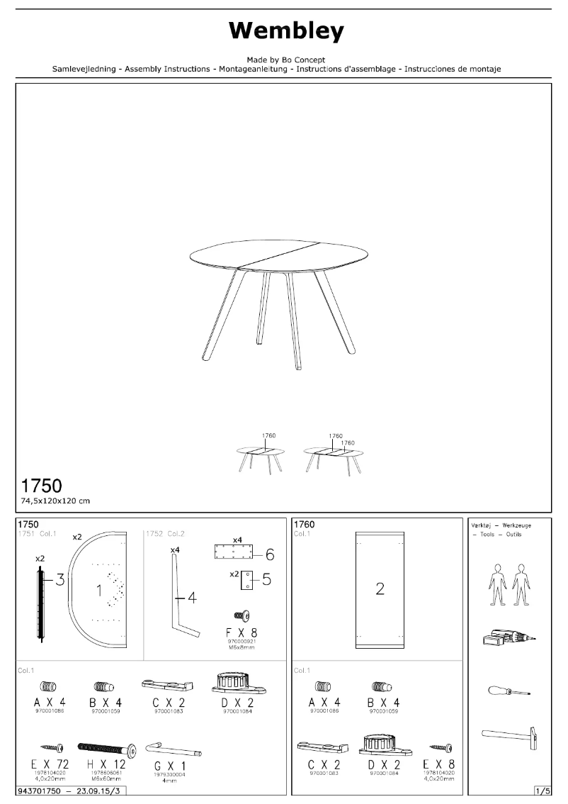 Page 1 de la notice Manuel utilisateur BoConcept Wembley