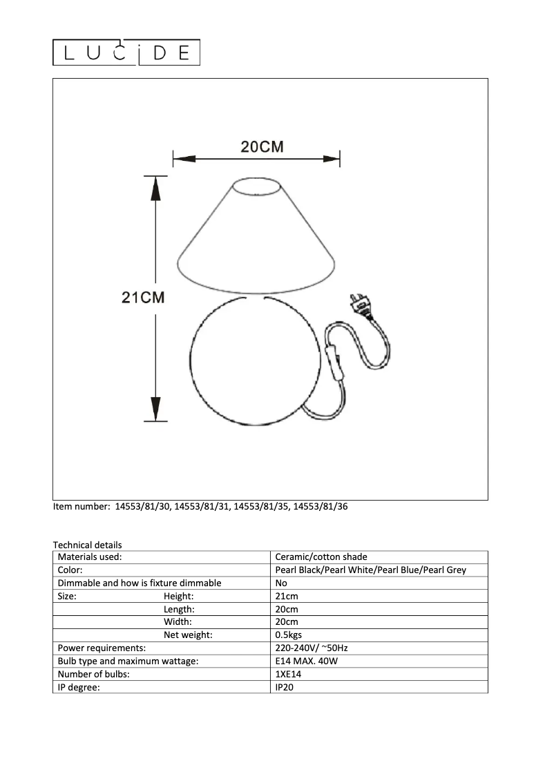 Image de la première page du manuel de l'appareil Faro 14553/81/31