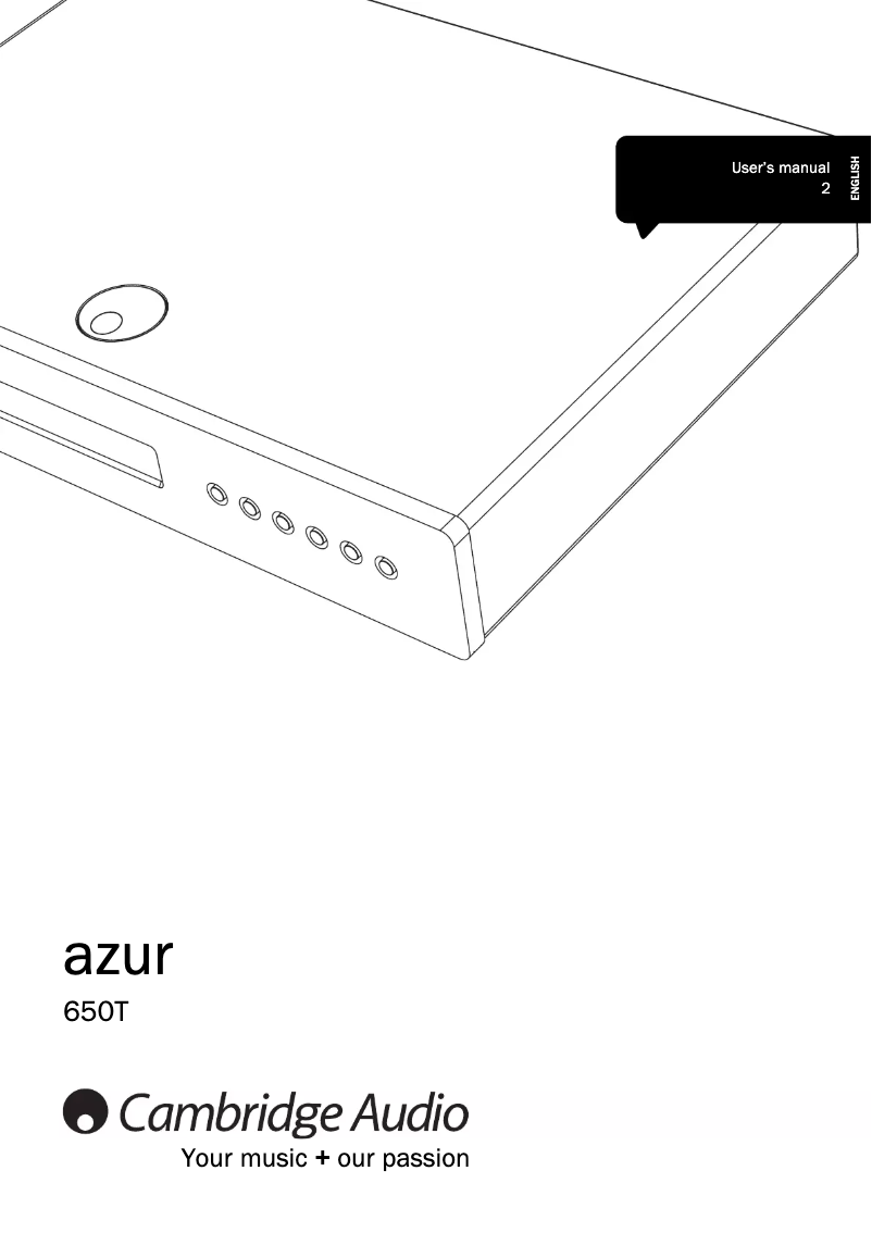 Page 1 de la notice Manuel utilisateur Cambridge Azur 650T