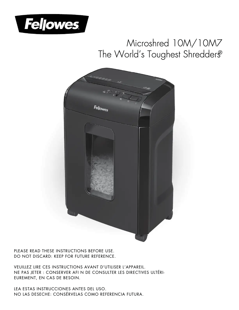 Page 1 of the manual User Manual Fellowes Powershred 10M7