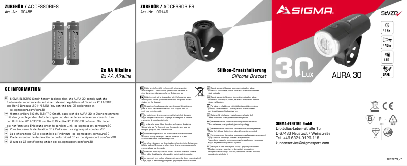 Page 1 de la notice Manuel utilisateur Sigma AURA 30