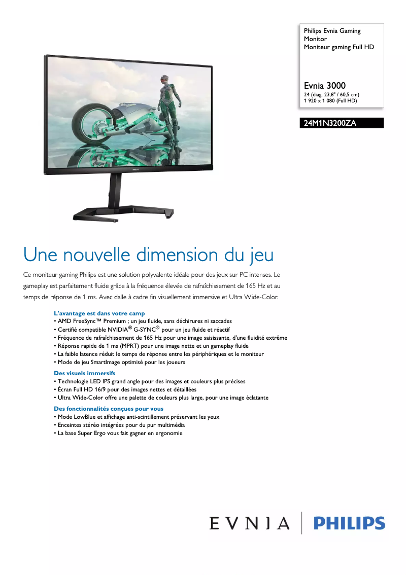 Página 1 del manual Ficha técnica Philips Evnia 24M1N3200ZA