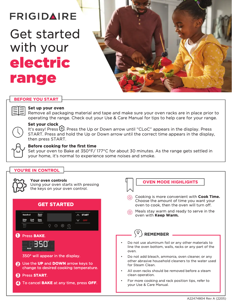 Page n°1 - Guide de démarrage rapide Frigidaire FCFE3062AW