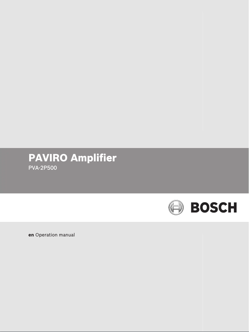 Page 1 de la notice Manuel utilisateur Bosch PAVIRO PVA-2P500