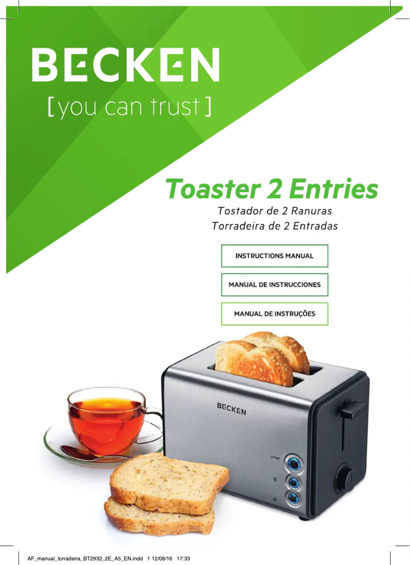 Page 1 de la notice Manuel utilisateur Becken BT 2932 2E