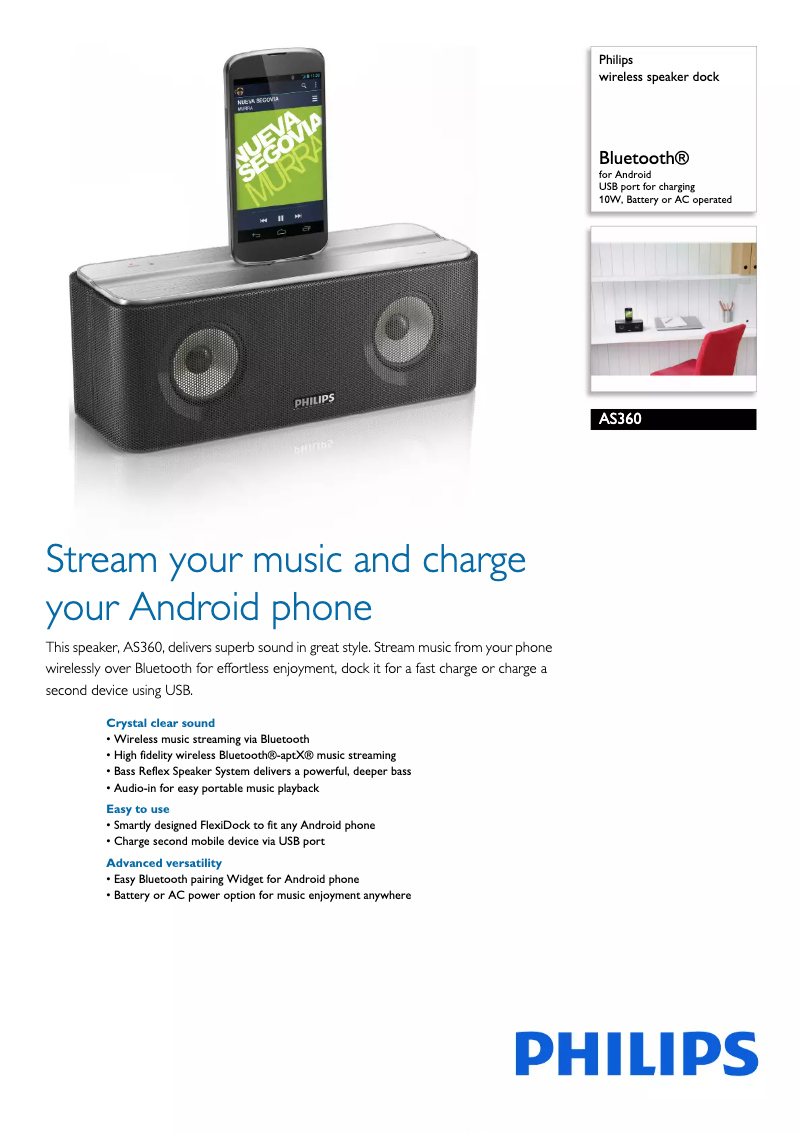 Page 1 de la notice Brochure Philips AS360