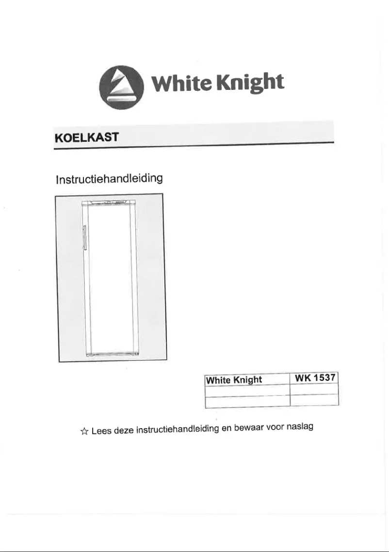 Page 1 de la notice Manuel utilisateur White Knight WK 1537