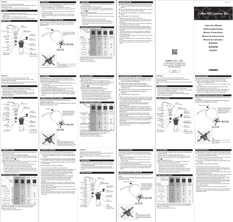 Page n°1 - Manuel utilisateur Hario MSCS-2
