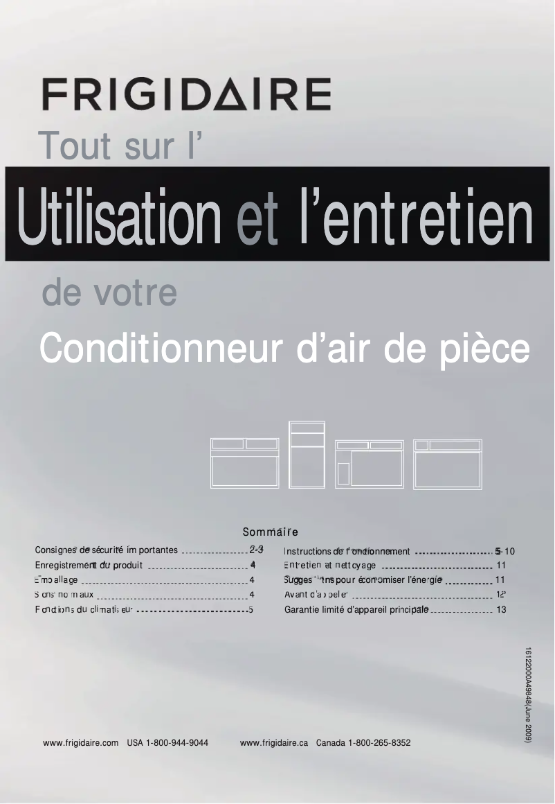 Page n°1 - Manuel utilisateur Frigidaire FFRH1122U1E