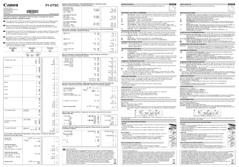 Page 1 de la notice Manuel utilisateur Canon P1-DTSC
