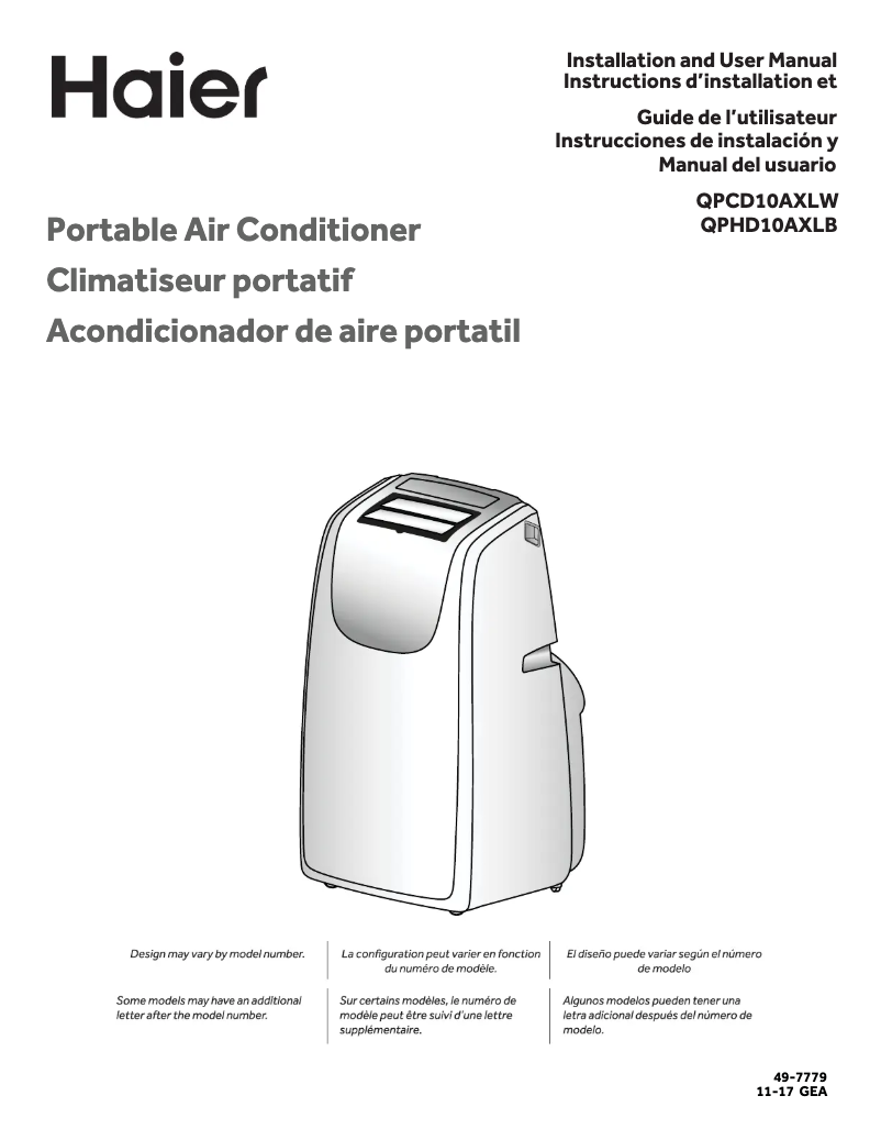 Image de la première page du manuel de l'appareil QPCD10AXLW