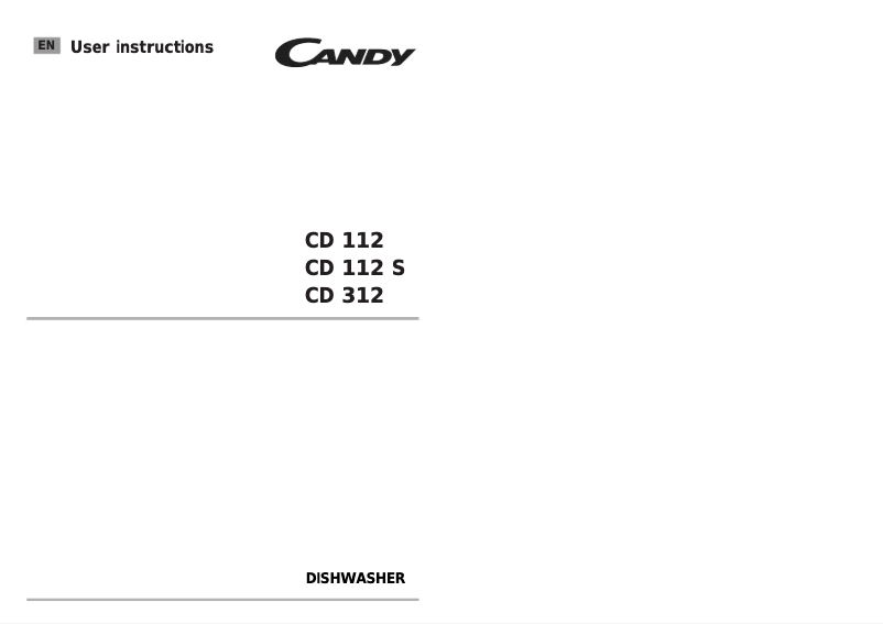 Page n°1 - Manuel utilisateur Candy CD 312