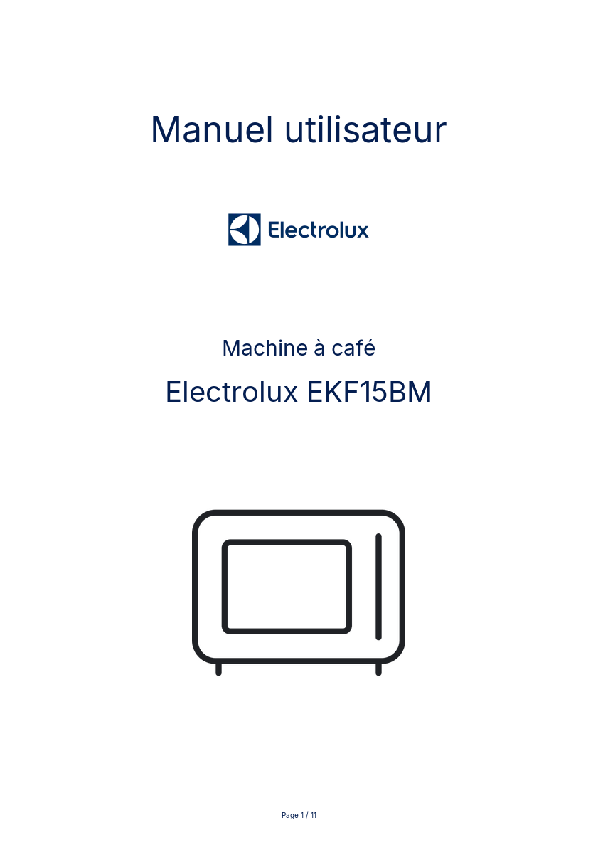 Page n°1 - Manuel utilisateur Electrolux EKF15BM
