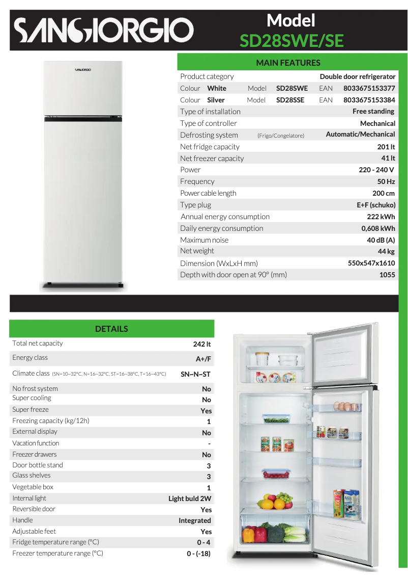 Page 1 de la notice Manuel utilisateur SanGiorgio SD28SSE