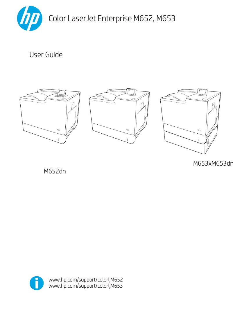 Image de la première page du manuel de l'appareil Color LaserJet Enterprise M653dh