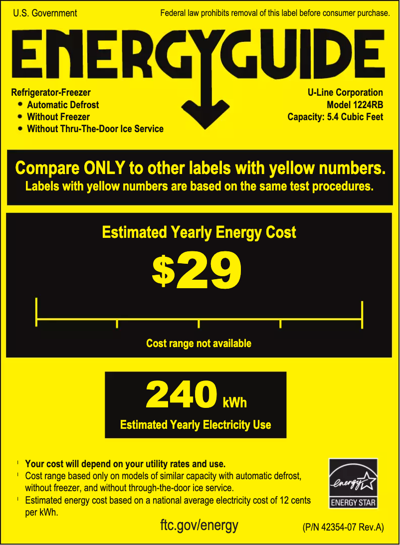 Page n°1 - Label énergétique U-Line U-1224RINT-00B