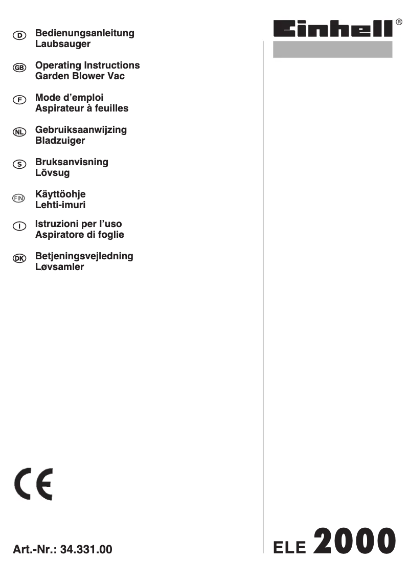 Page n°1 - Manuel utilisateur Einhell ELE 2000