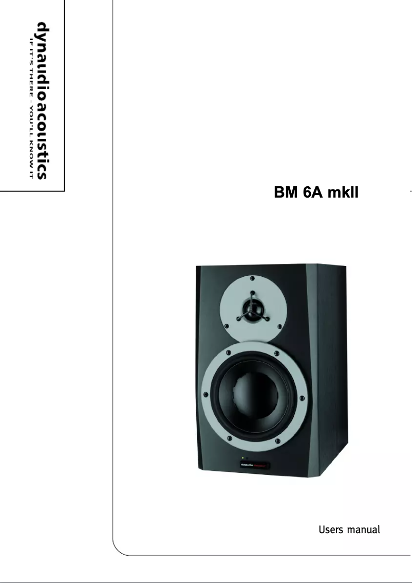Page n°1 - Manuel utilisateur Dynaudio BM6A MKII