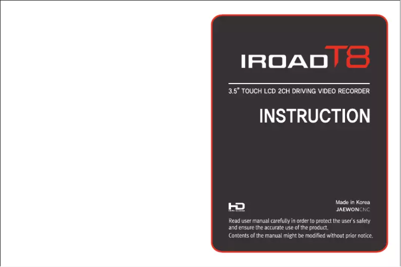 Page 1 de la notice Manuel utilisateur iRoad T8