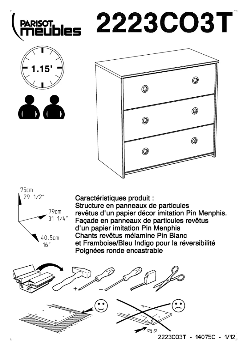 Page 1 de la notice Manuel utilisateur Parisot Smoozy 2223CO3T