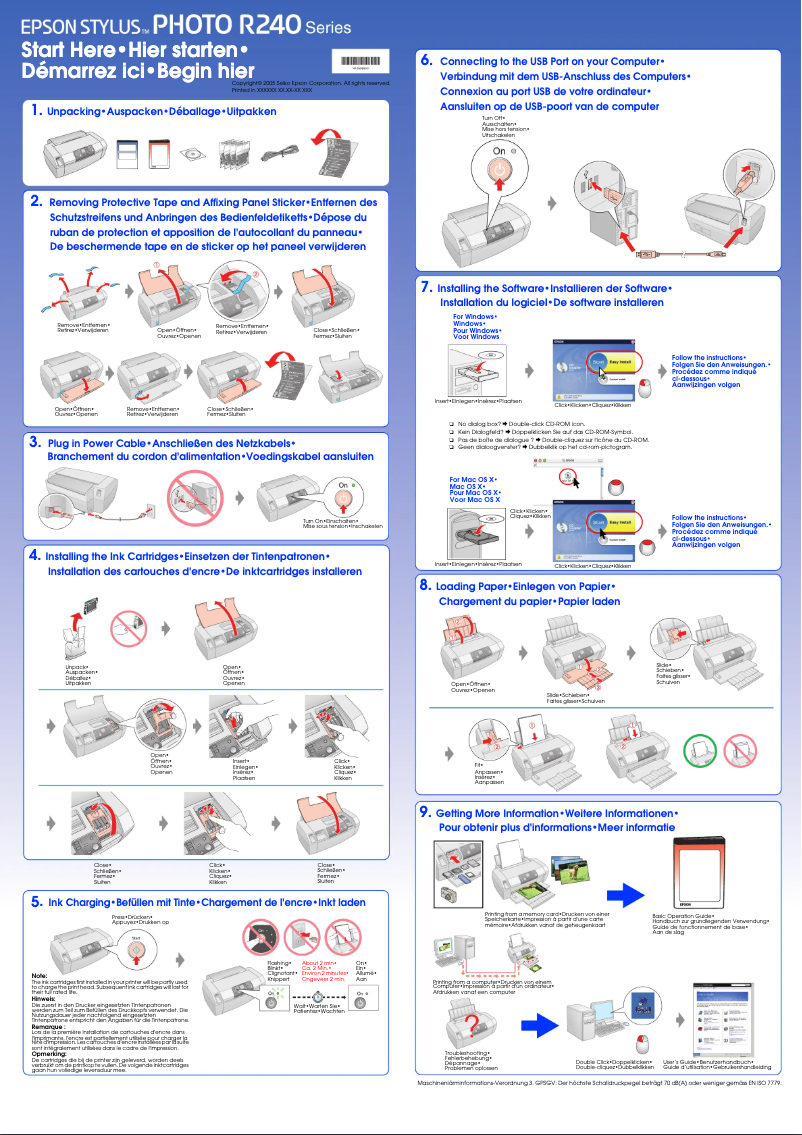 Page 1 de la notice Manuel utilisateur Epson Stylus Photo R245