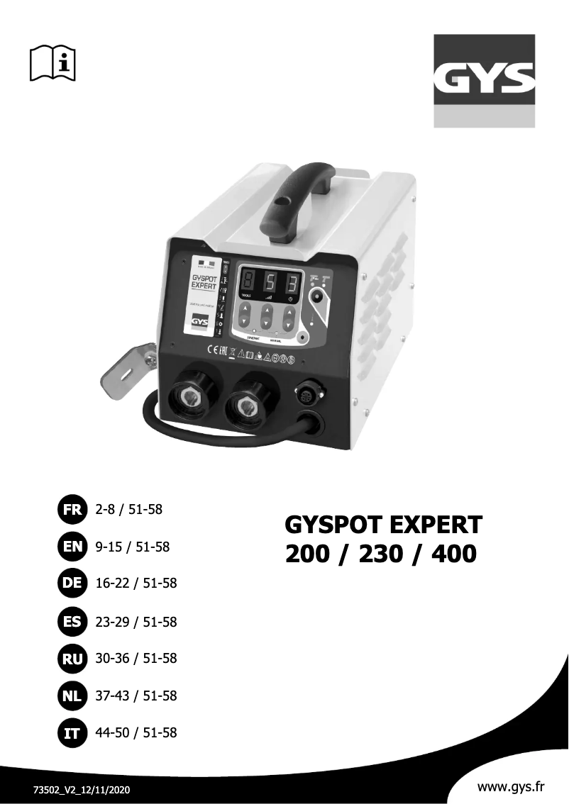 Image de la première page du manuel de l'appareil Gyspot Expert 400