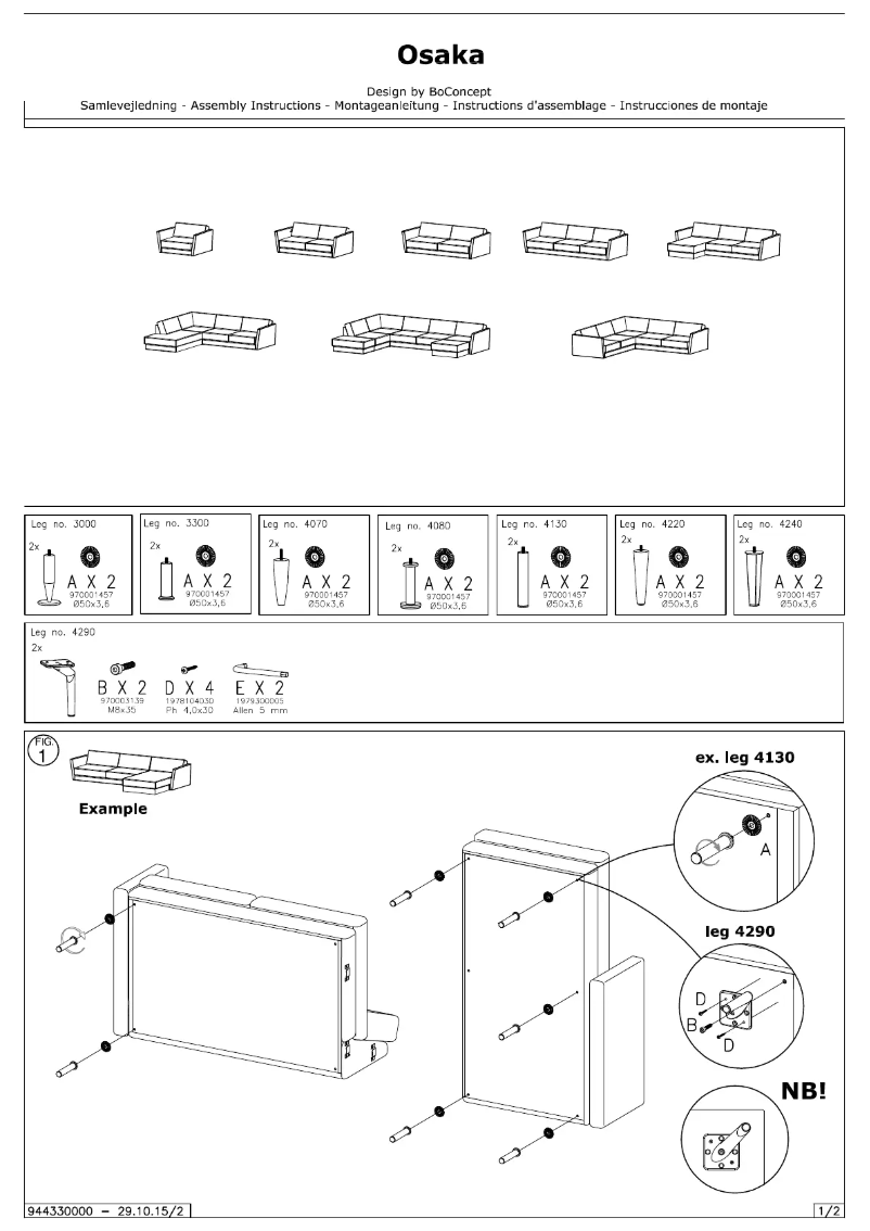 Page n°1 - Manuel utilisateur BoConcept Osaka
