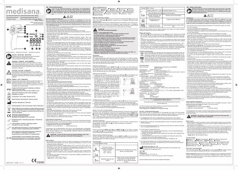 Page 1 de la notice Manuel utilisateur Medisana TM A77