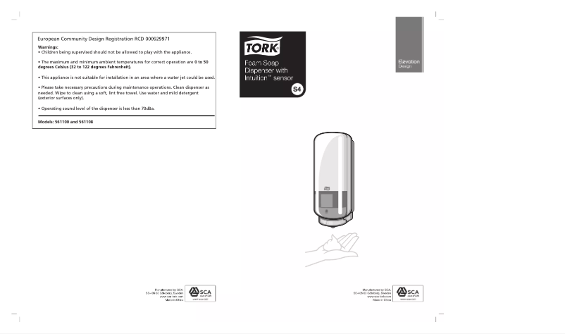 Page 1 de la notice Manuel utilisateur Tork 561600 S4 Sensor