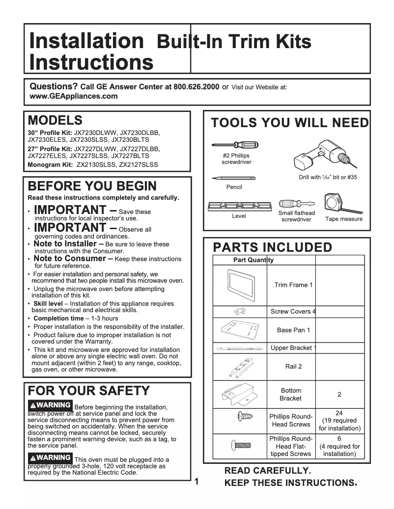 Page n°1 - Manuel utilisateur Monogram ZX2130SLSS