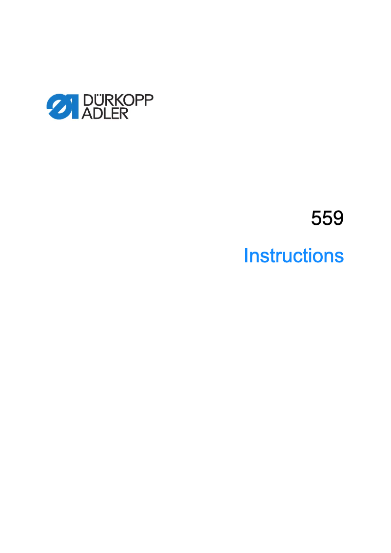 Page n°1 - Manuel utilisateur Dürkopp Adler 559