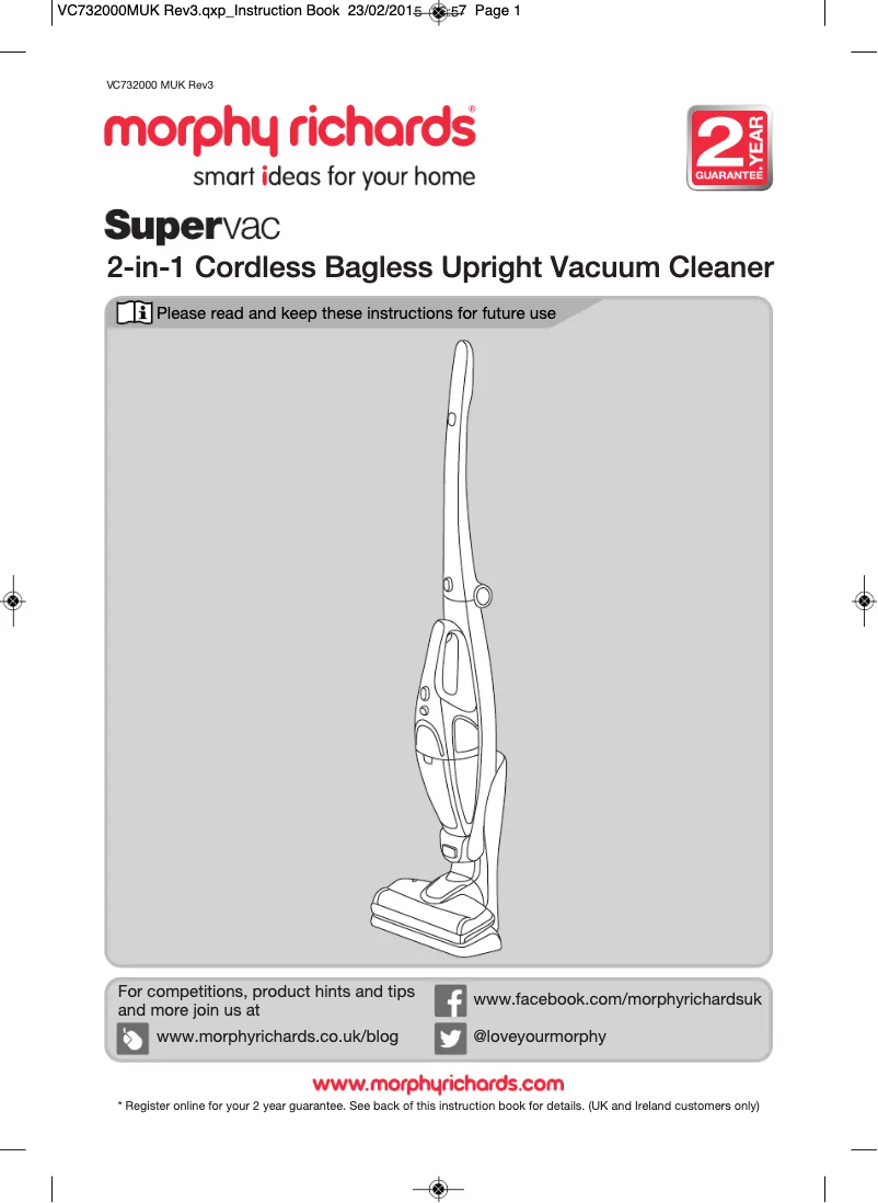 Página 1 del manual Manual de usuario Morphy Richards SuperVac 2-in-1 732005