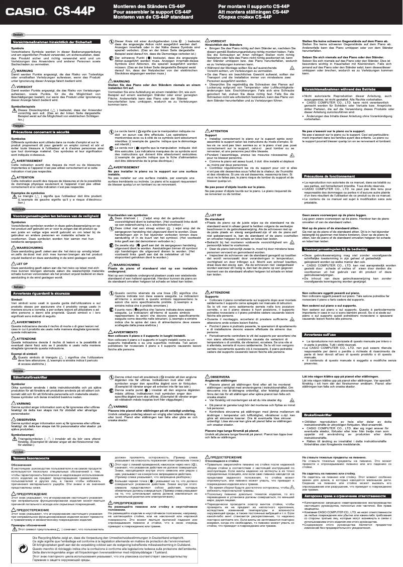 Page 1 de la notice Manuel utilisateur Casio CS-44P