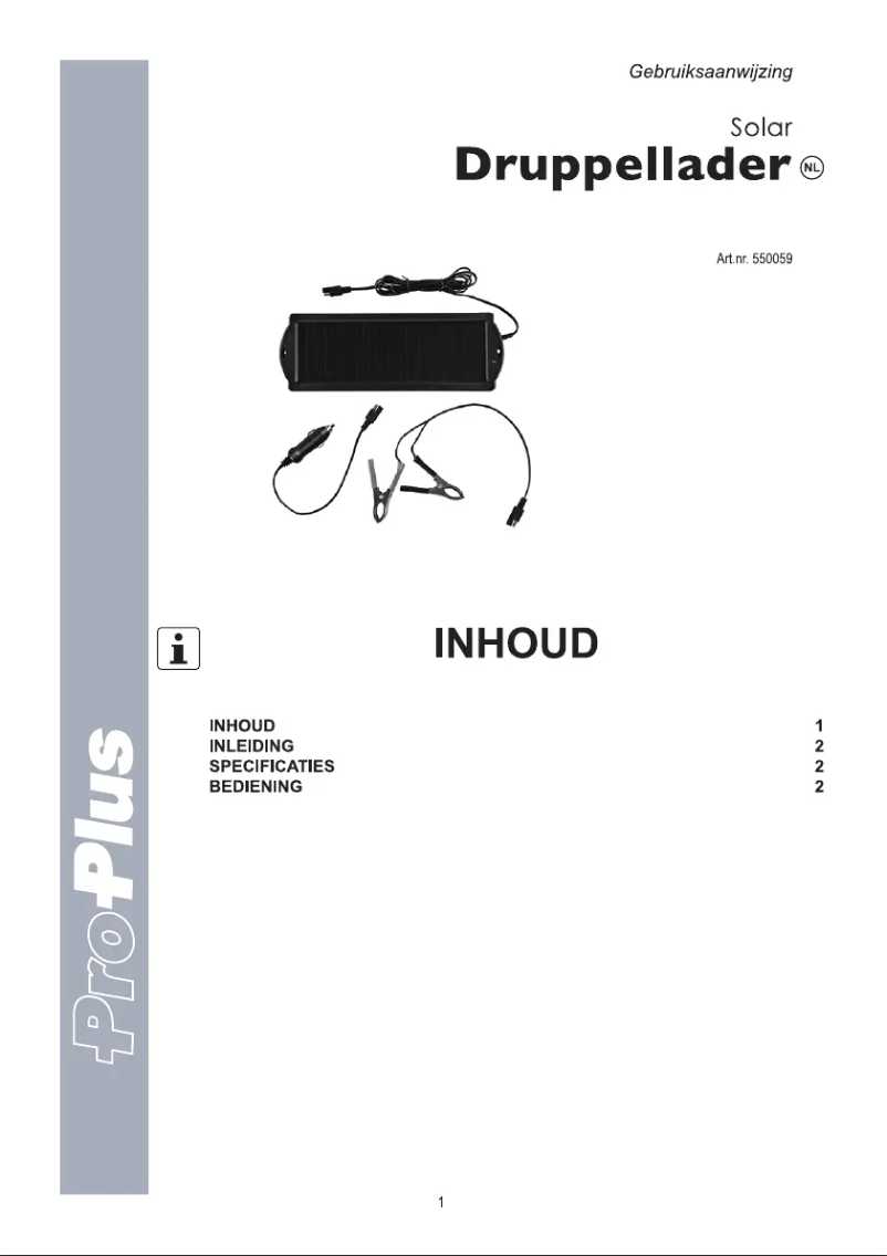Page 1 de la notice Manuel utilisateur ProPlus A550059