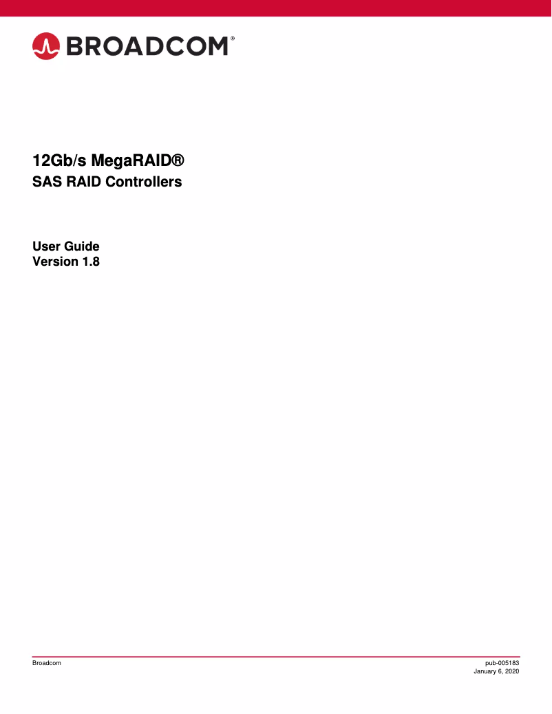 Page n°1 - Manuel utilisateur Broadcom MegaRAID SAS 9380-8i8e