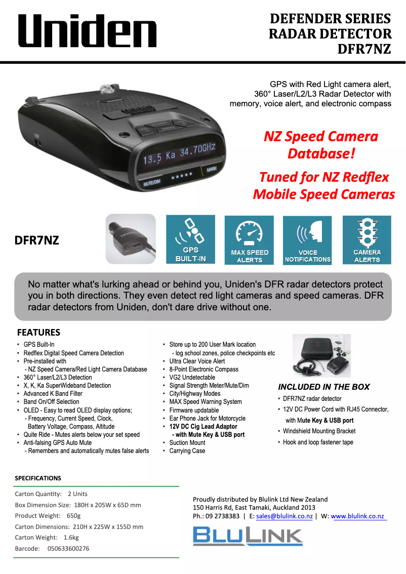 Page 1 of the manual Brochure Uniden DFR7NZ