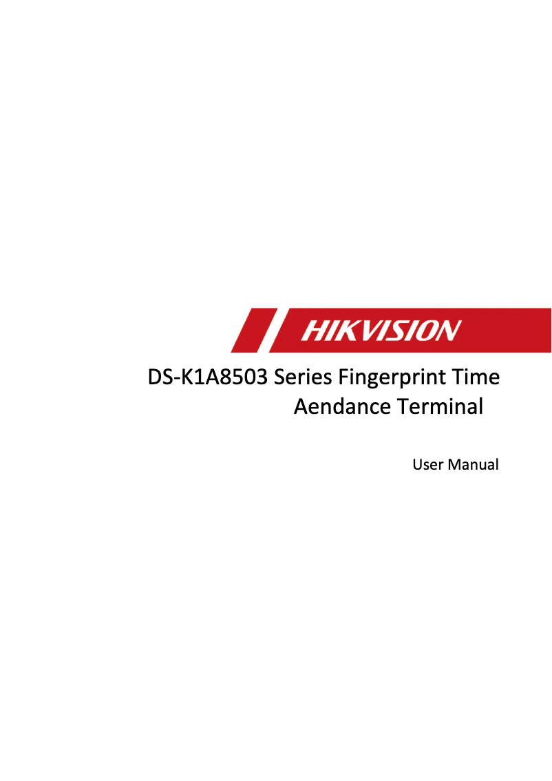 Page 1 de la notice Manuel utilisateur Hikvision DS-K1A8503
