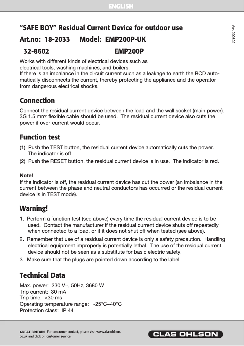 Image de la première page du manuel de l'appareil EMP200P