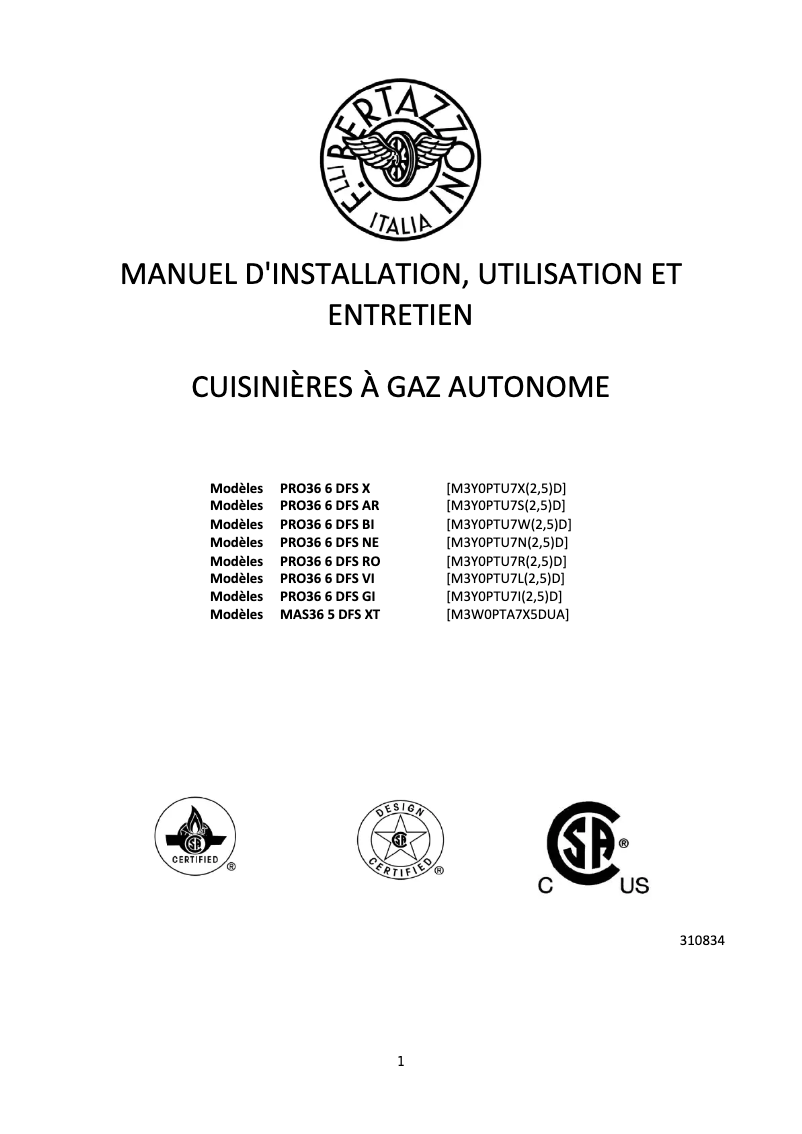 Image de la première page du manuel de l'appareil PRO36 6 DFS VI